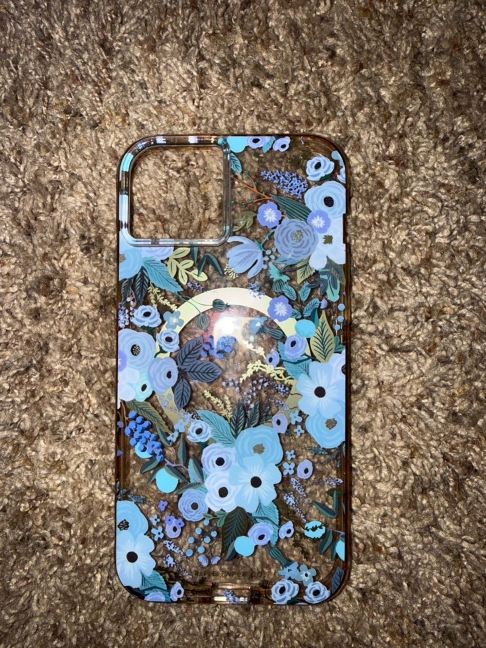 Floral Clear Phone Case with Blue Flower Design